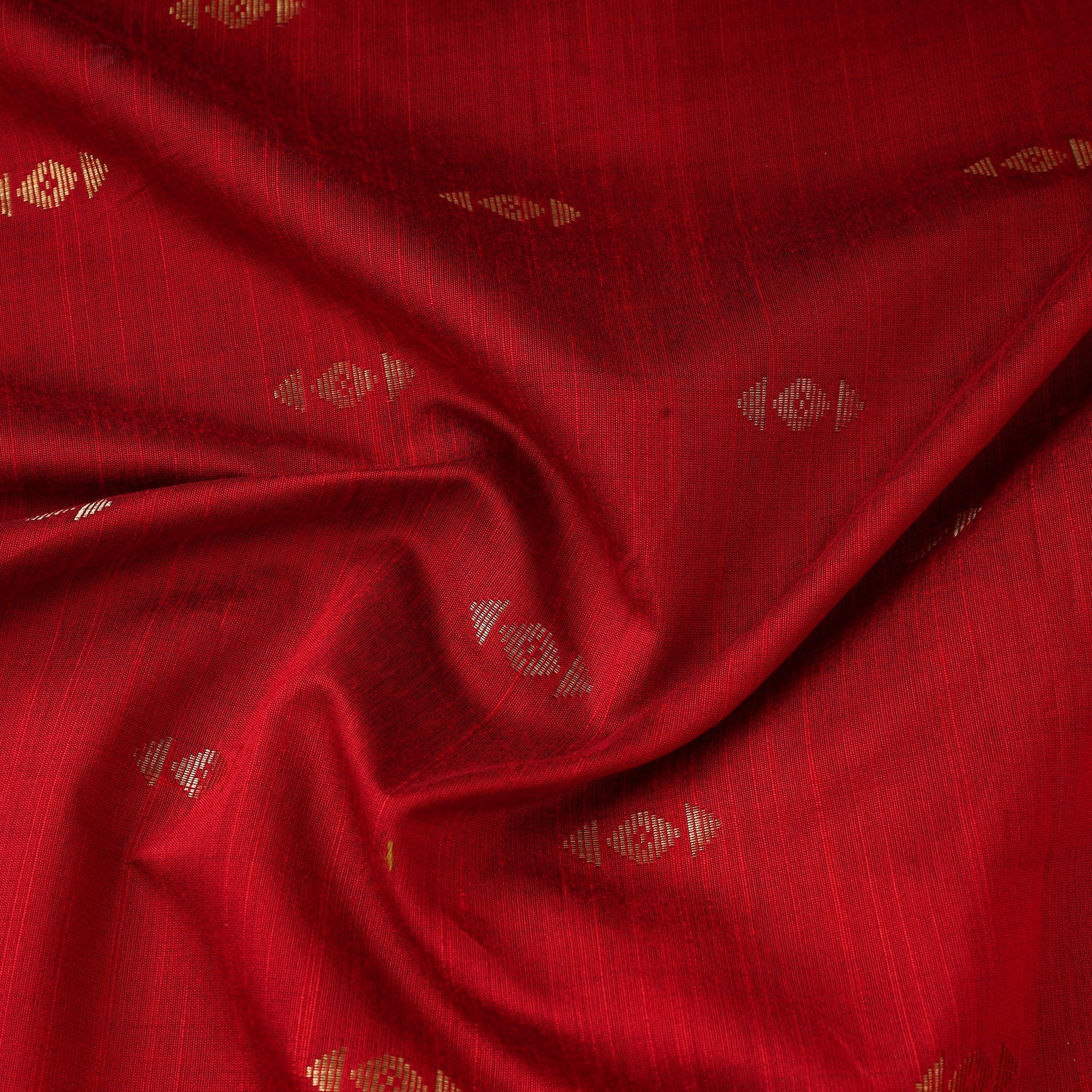 ITOKRI CRAFTS INITIATIVE Red - Zari Buti Spun Dupion Viscose Silk Plain Fabric 10 - view 3
