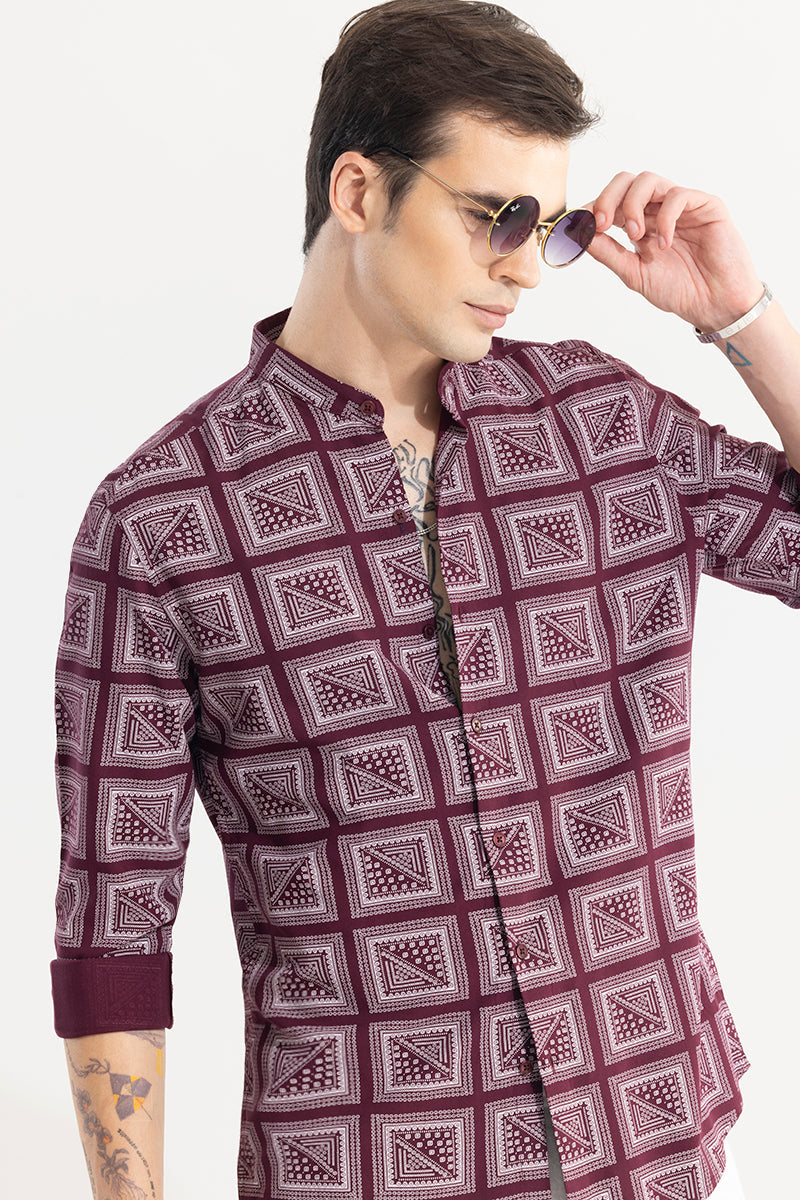 SNITCH Gridart Maroon Shirt - view 5