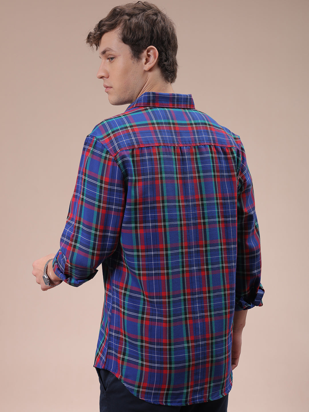 The Indian Garage Co Men's Purple Slim Fit Checked Shirt - view 5