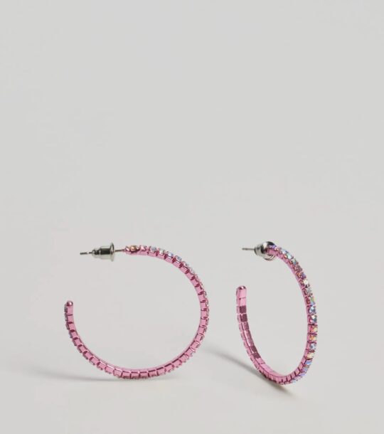 Windsor Glam Impression Rhinestone Hoop Earrings - view 2