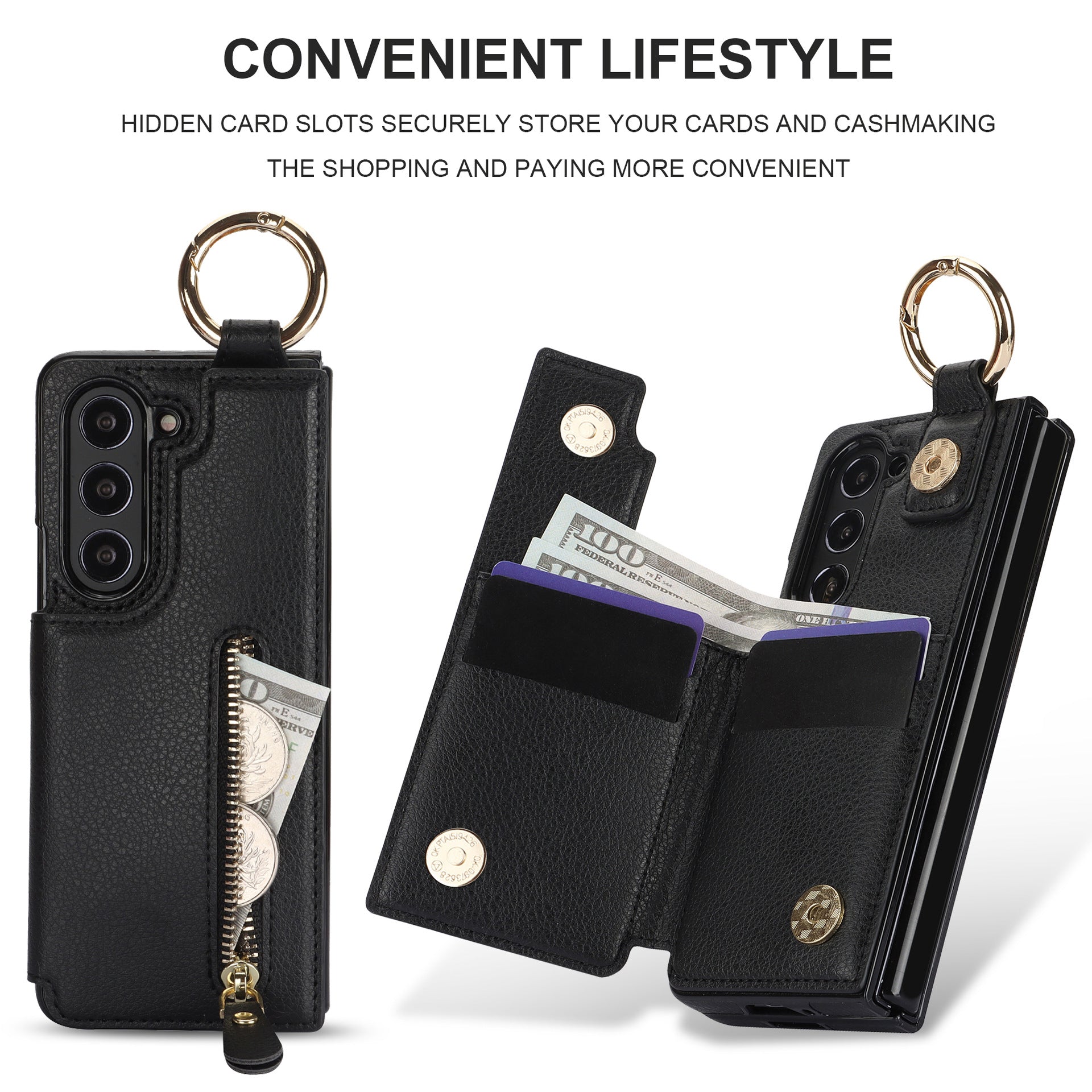 Million Cases Galaxy Z Fold6 Elegant Ring Buckle Leather Wallet Case - view 8