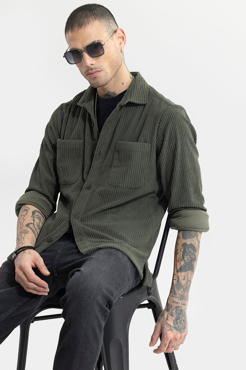SNITCH Cozy Cord Olive Shirt