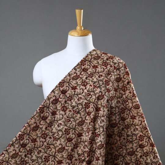 PITCHUKA SRINIVAS KALAMKARI PEDANA Beige - Block Print Cotton Pedana Kalamkari Fabric 19