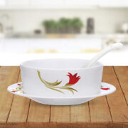 My Borosil Larah by Borosil Red Lily Soup Bowl w Saucer Set