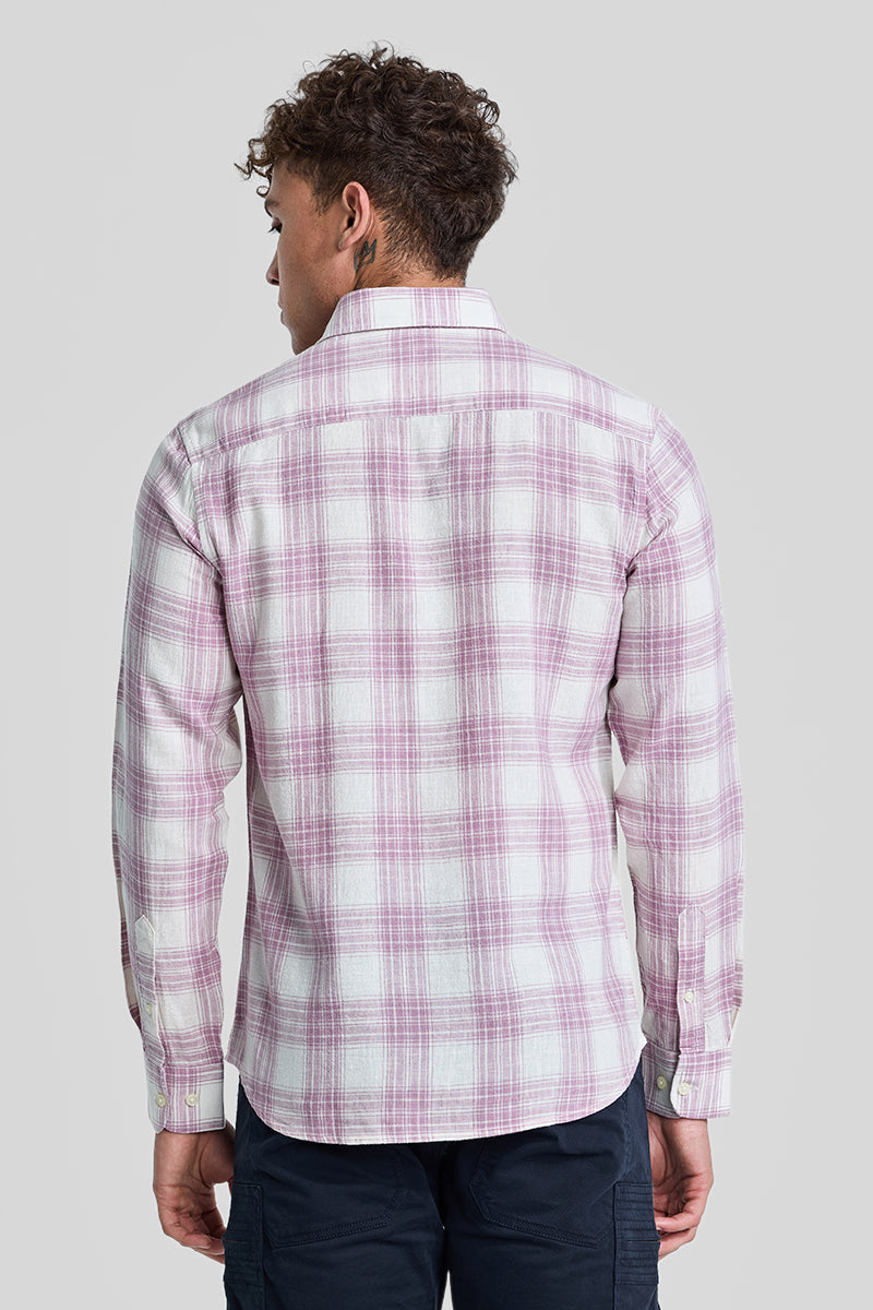 SNITCH Lilac Checks Linen Blend Shirt - view 6