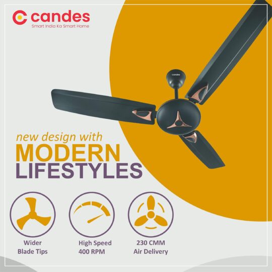 Candes Star 1200mm High-Speed Decorative Ceiling Fans for Home | BEE 3 Star Rated 405 RPM Anti-Dust | 2 Years Warranty (Coffee Brown) Pack of 1 - view 2