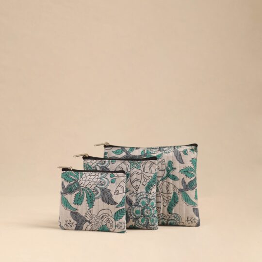 NOORI BAZAR Beige - Handmade Cotton Utility Pouches (Set of 3) 16