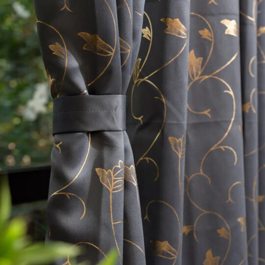 Urban Space -Home Furnishing Store Gold Foil Printed 80-85% Blackout Curtains - Pack of 1 Curtain - Vine- Grey - view 2
