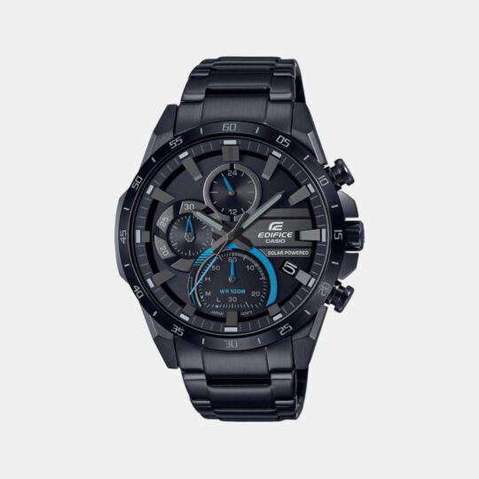 Casio Edifice Men Quartz Black Dial Chronograph Stainless Steel Watch ED568