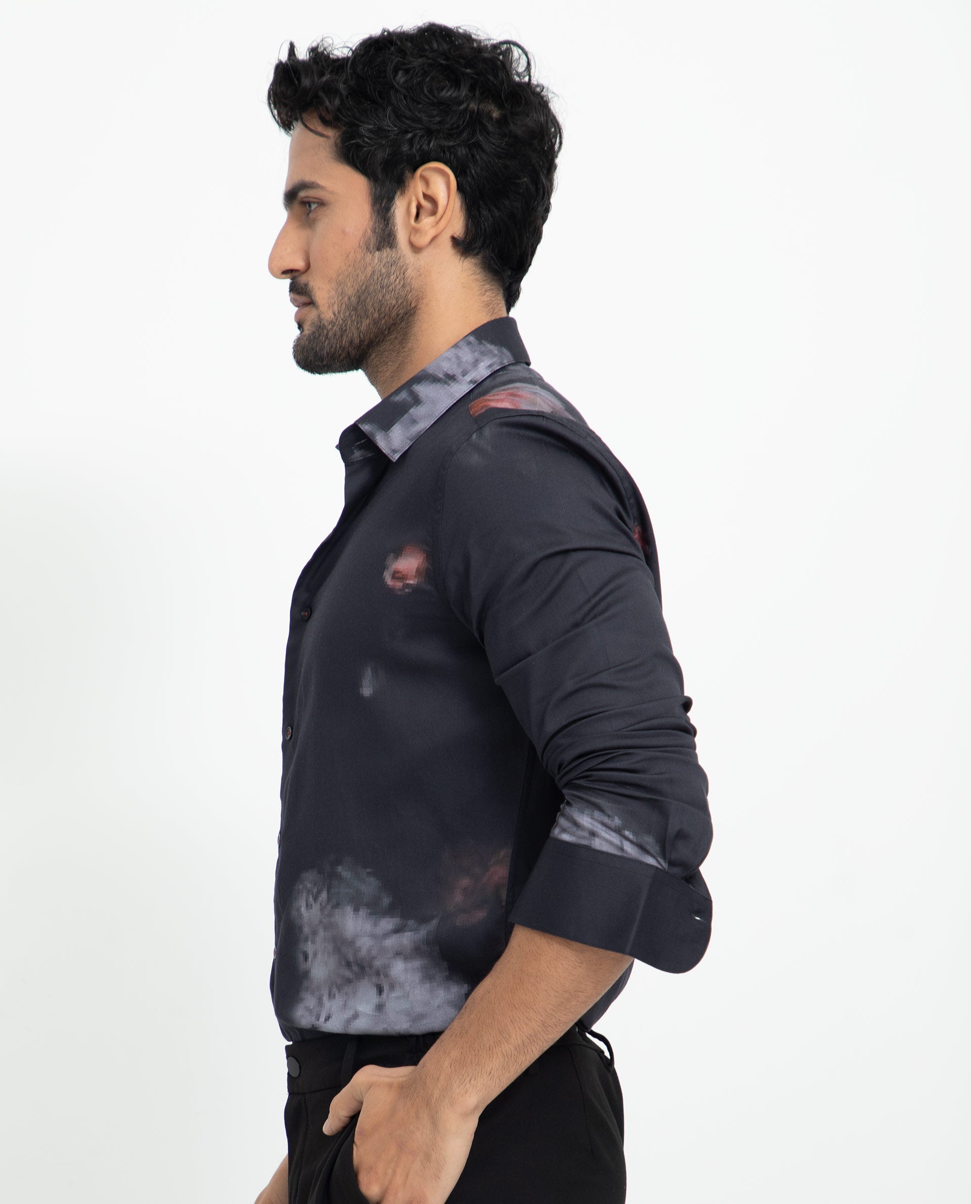 Rare Rabbit Men's Tulson Black Cotton Modal Fabric Floral Print Full Sleeves Shirt - view 7