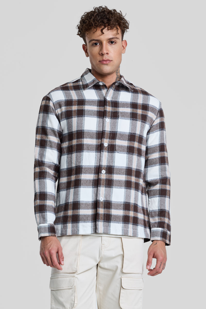 SNITCH Brown Plaid Box Fit Flannel Shirt - view 7