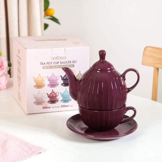 Nestasia Ceramic Ambrosia One Cup Tea Set Plum
