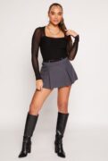 Iris Contrast Waistband Pleated Mini Skirt – Women's