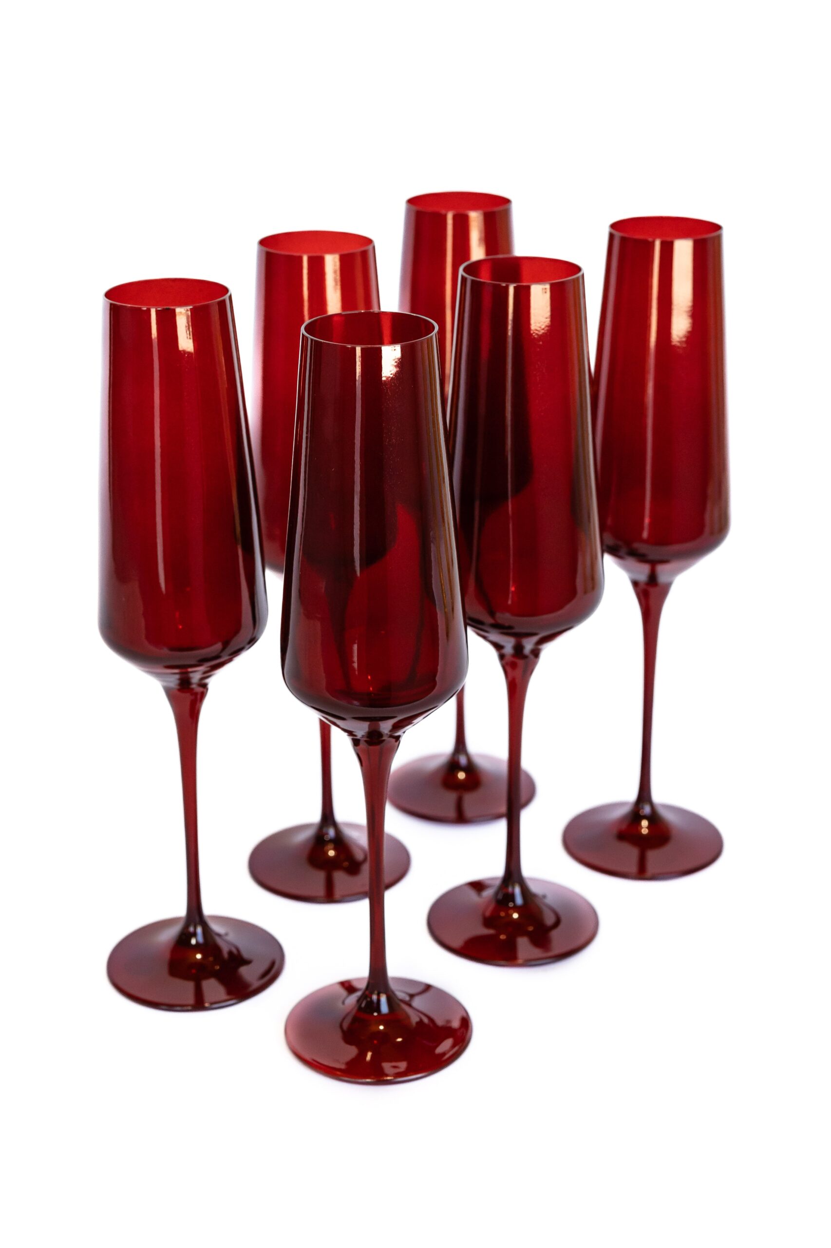 Estelle Colored Glass Estelle Colored Champagne Flute - Set of 6 {Red Samples} - view 3