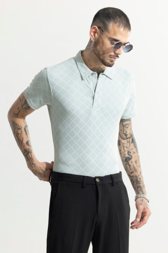 SNITCH Quad Zig Mint Green Polo T-Shirt