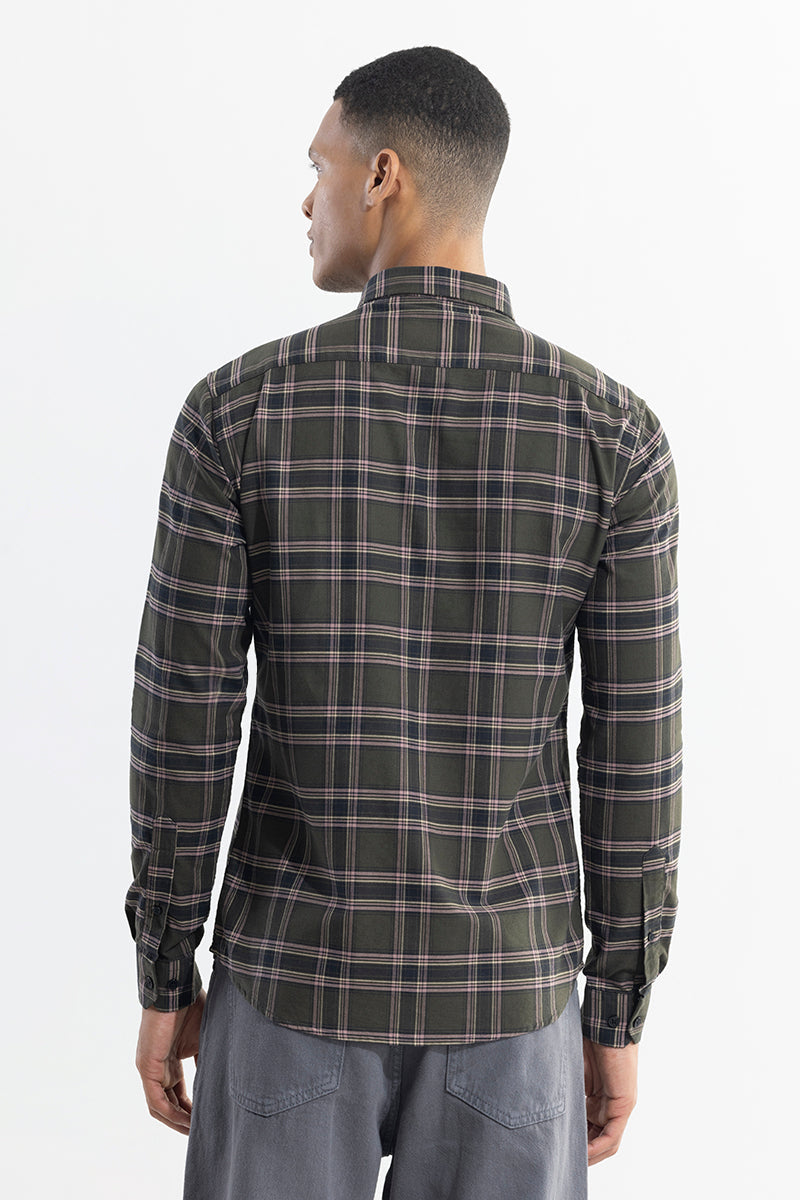 SNITCH Window Twist Olive Checks Shirt - view 6