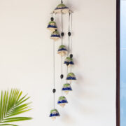 EXCLUSIVELANE 'Blossoming Symphonies' Handpainted Decorative Hanging Bells Wind Chime In Ceramic (24 Inch)