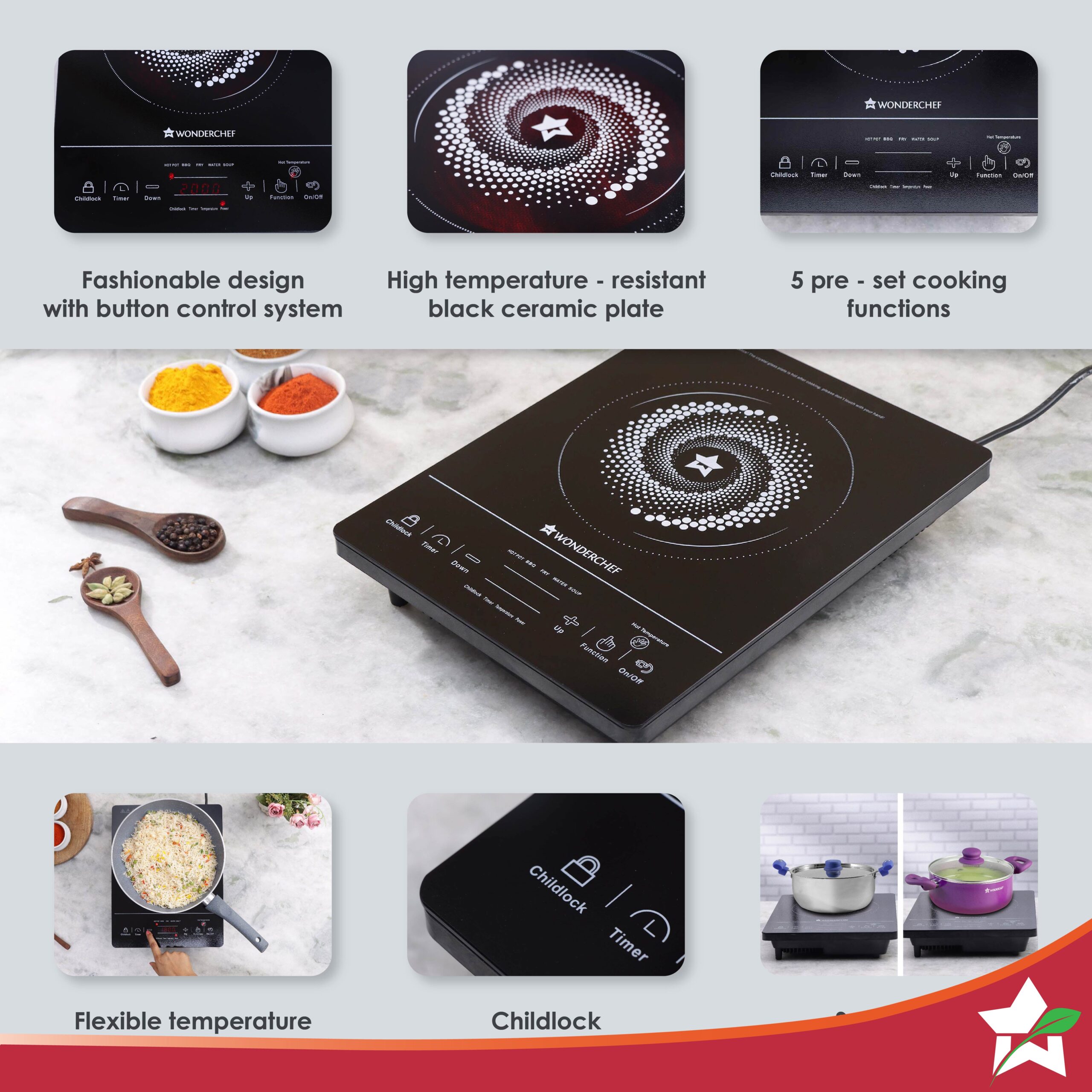 Wonderchef Renewed Easy Cook Hot Plate Infrared Cooktop wit - view 3