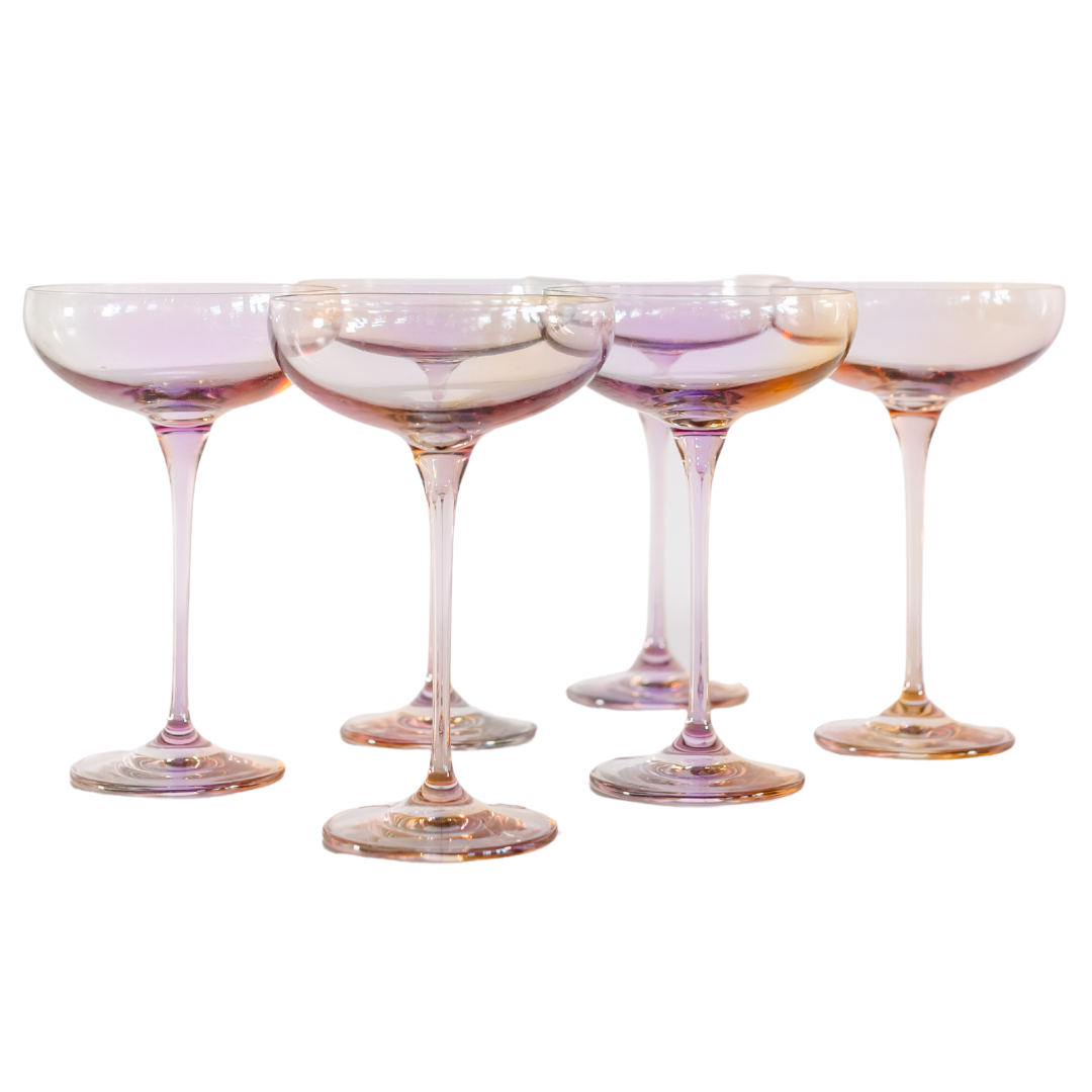 Estelle Colored Glass Estelle Colored Champagne Coupe Stemware - Set of 6 {Iridescent} - view 5