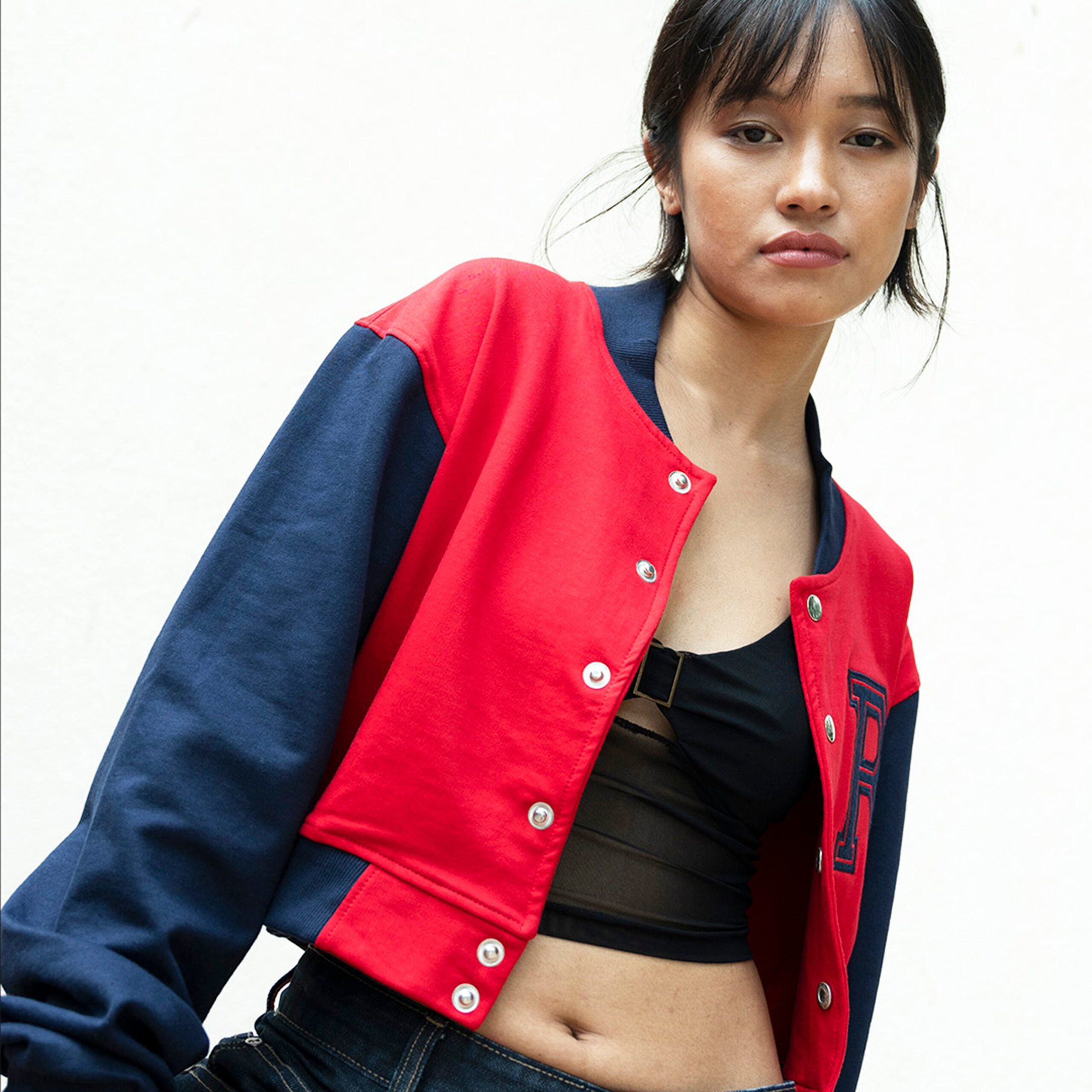 IZF Red Crop Varsity Jacket - view 4