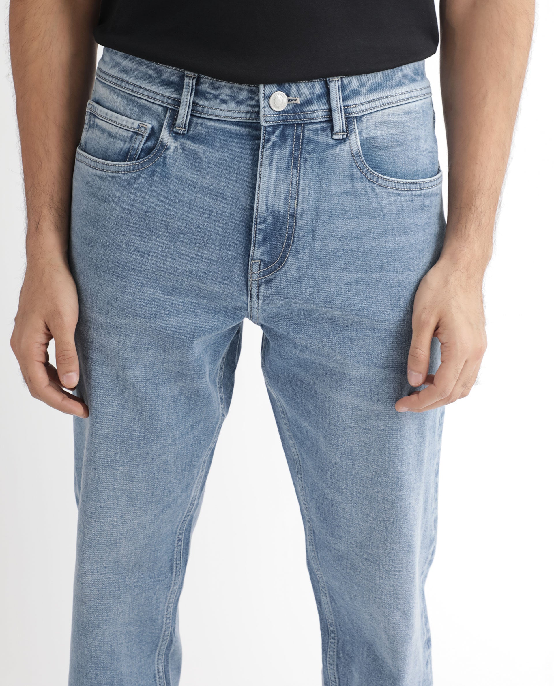 Rare Rabbit Men's Klune Blue Mid Wash Mid-Rise Regular Fit Jeans - view 4