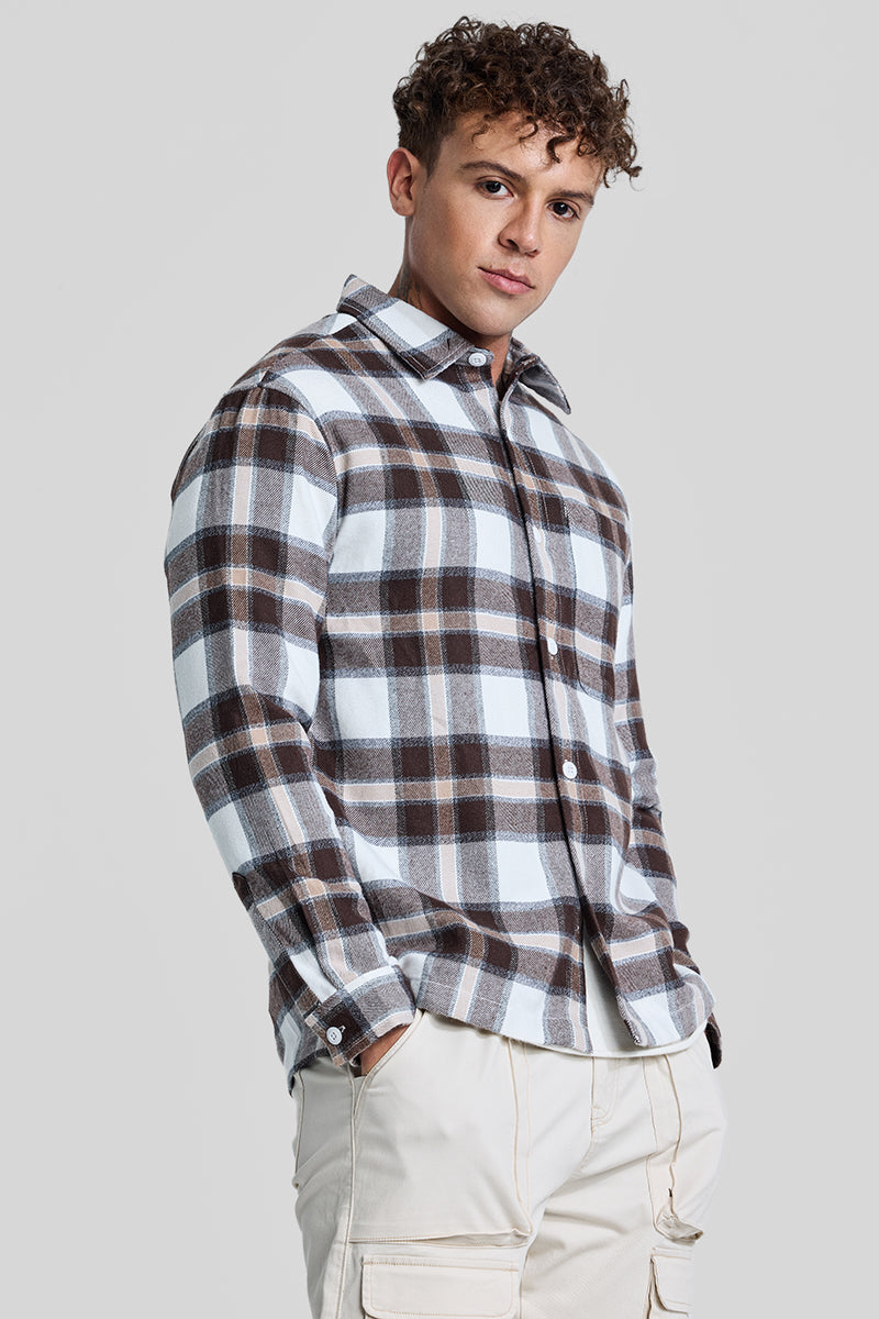 SNITCH Brown Plaid Box Fit Flannel Shirt - view 6
