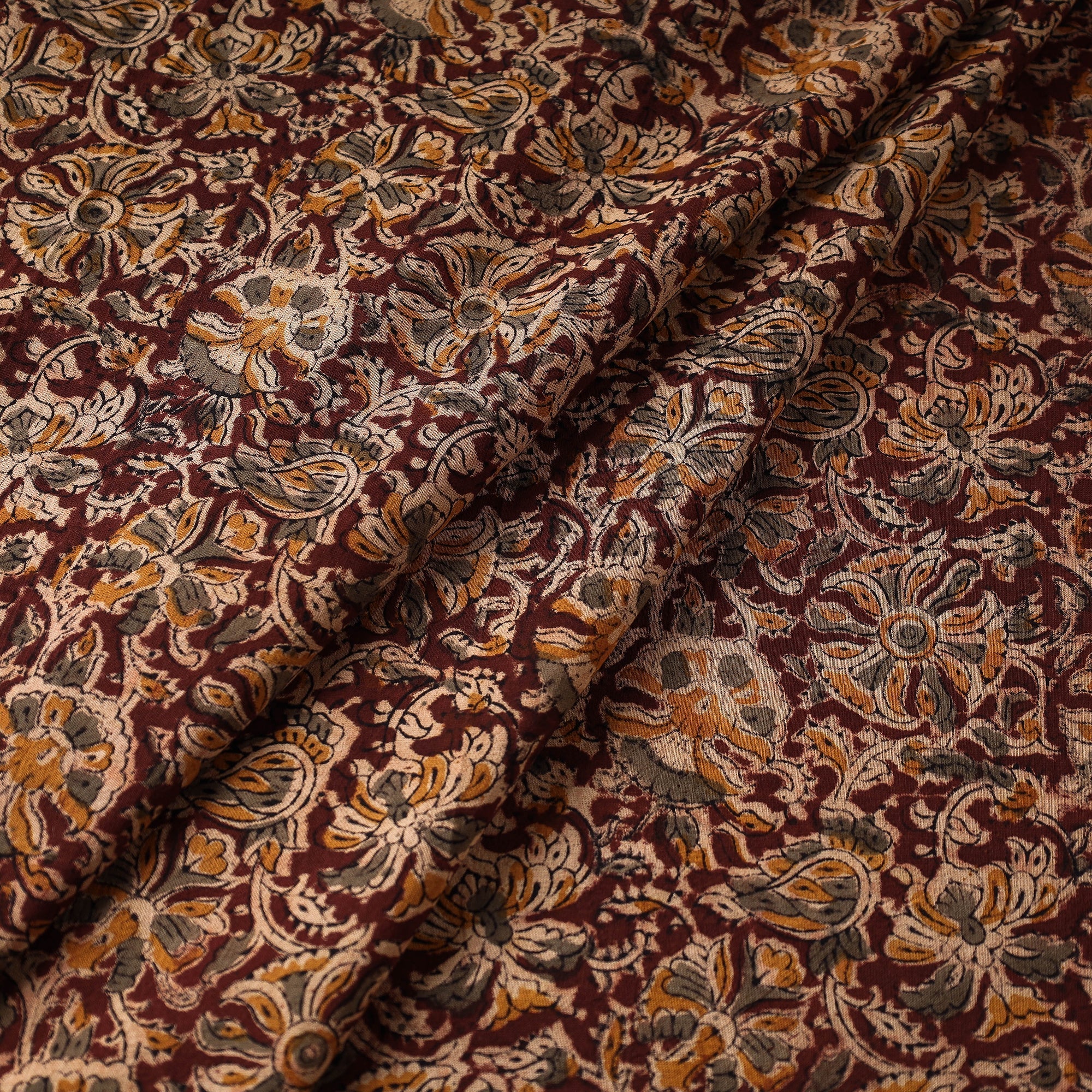 SOUTH KARGHA Brown - Kalamkari Block Printed Cotton Fabric - view 2