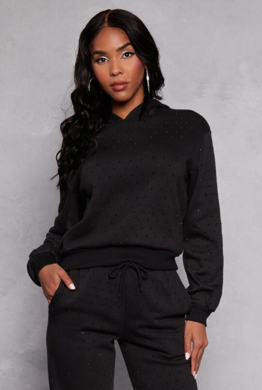 almost_famous Almost Famous Rhinestone Hooded Sweatshirt