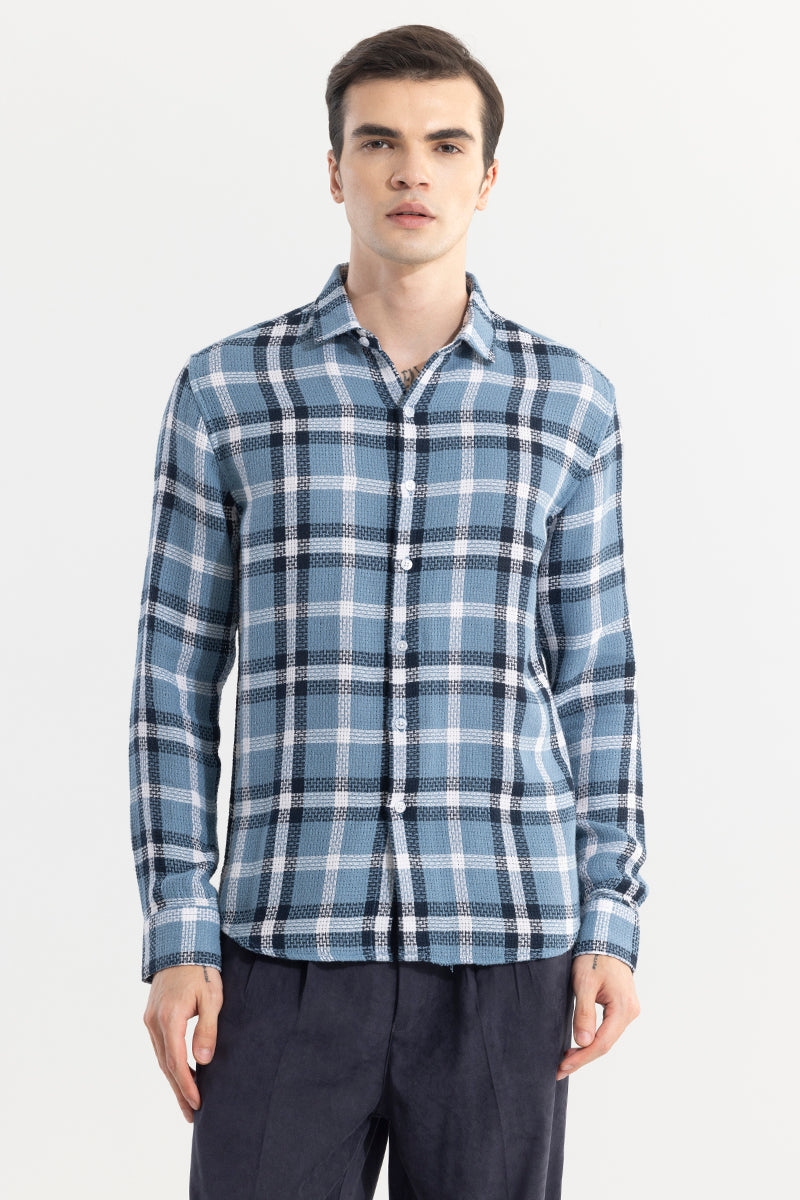 SNITCH Gridline Blue Checks Shirt - view 7