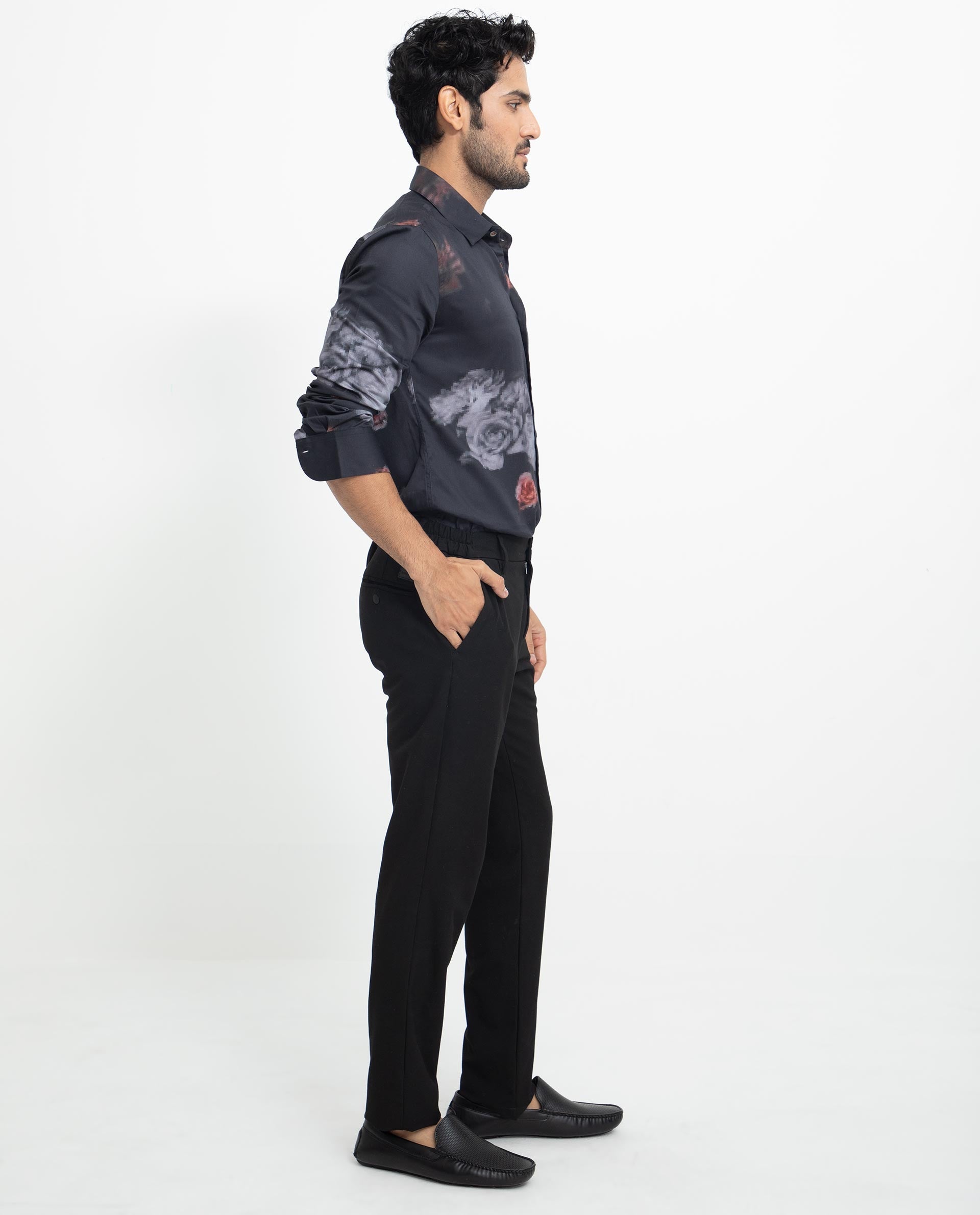 Rare Rabbit Men's Tulson Black Cotton Modal Fabric Floral Print Full Sleeves Shirt - view 9
