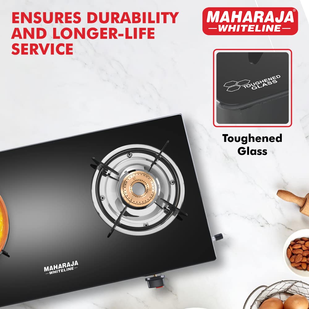 Maharaja Whiteline Belenus Neo 2 Burner Glass Top Gas Stove | Black - view 3