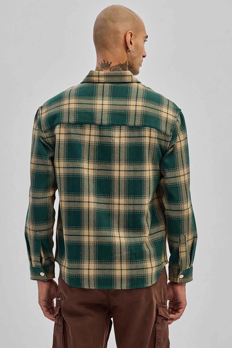 SNITCH Dark Green Flannel Checks Slim Fit Shirt - view 7