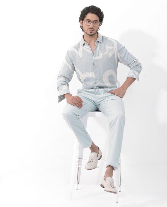 Rare Rabbit Mens Lusia Off White Cotton Fabric Regular Collar Herringbone Full Sleeves Regular Fit - view 2