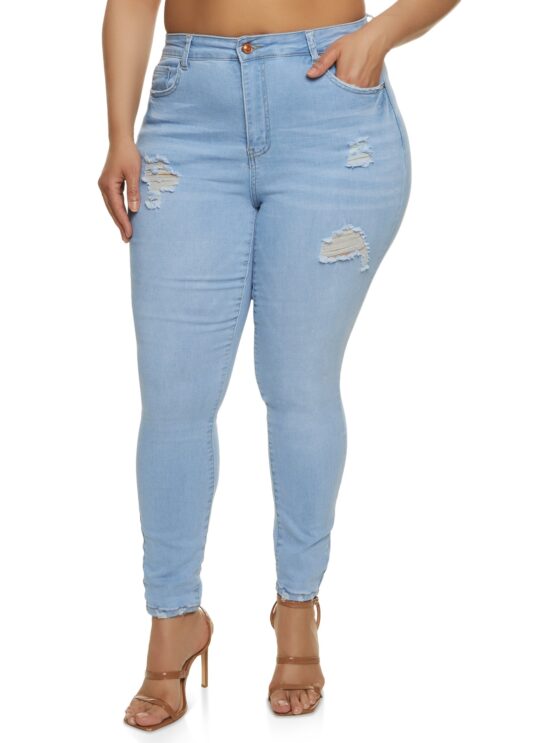 wax_jeans Plus Size WAX High Waisted Distressed Jeans