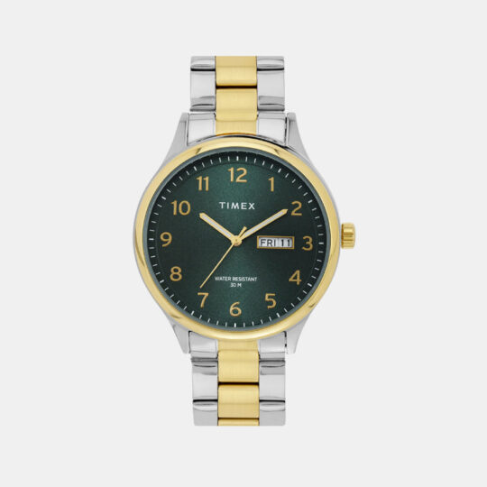 Timex Fashion Men Quartz Green Dial Analog Stainless Steel Watch TWEG18443
