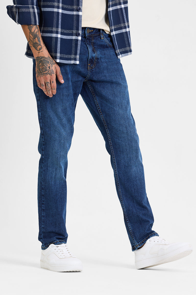 SNITCH Dark Blue Regular Fit Jeans - view 4