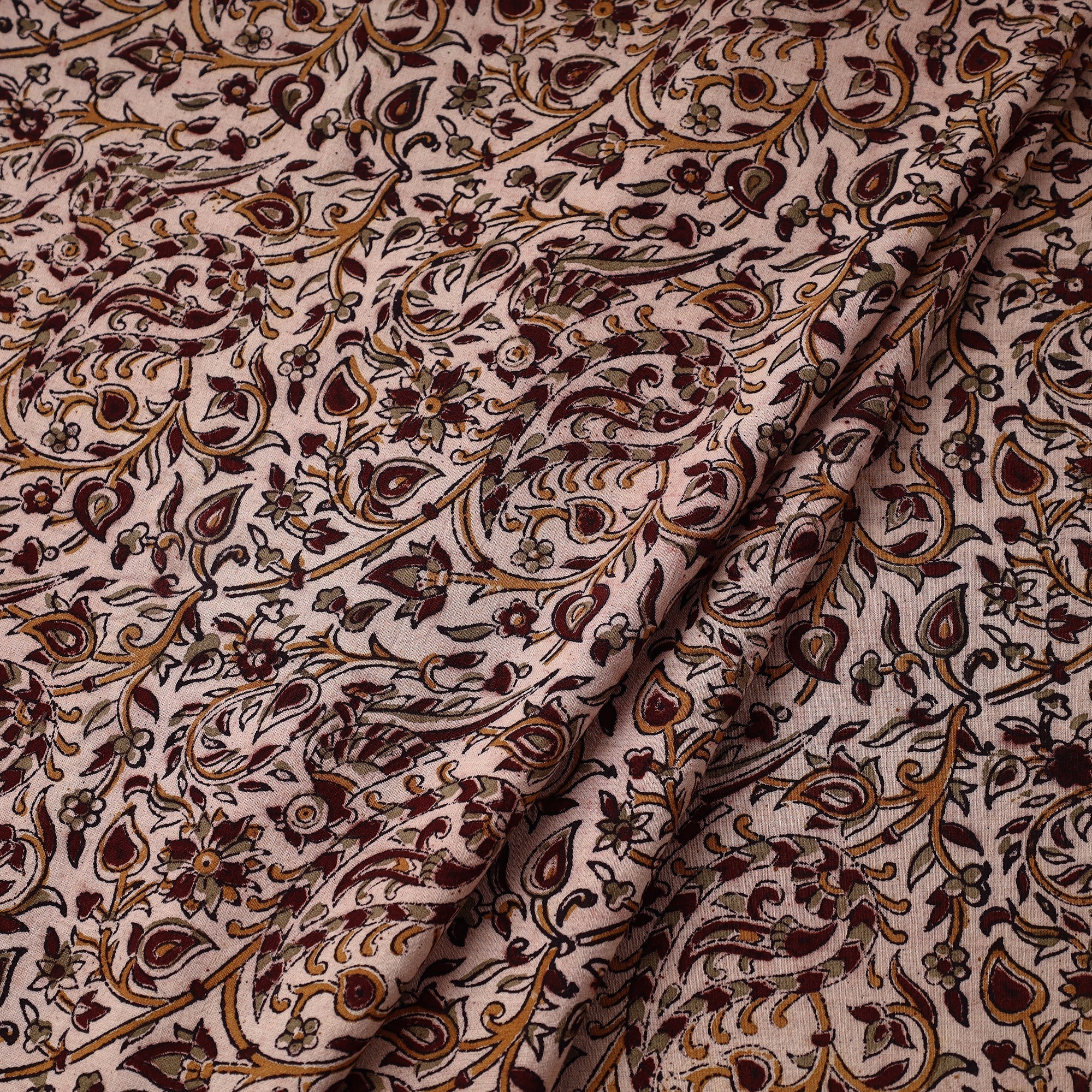 VENKATA BHANU KALAMKARI PEDANA Brown - Pedana Block Printed Cotton Kalamkari Fabric 19 - view 2