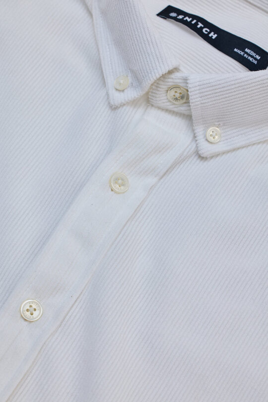SNITCH White Slim Fit Corduroy Shirt - view 2