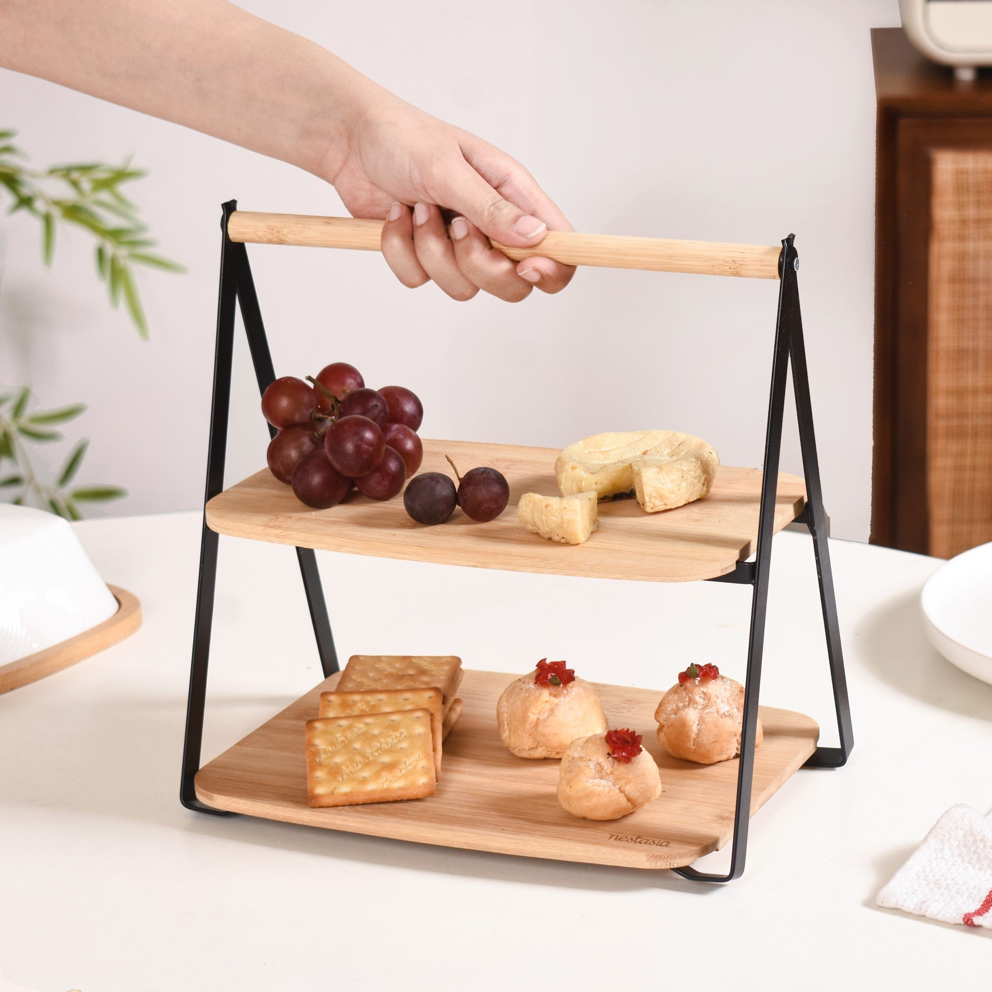 Nestasia Foldable 2 Tier Wooden Storage Rack - view 3