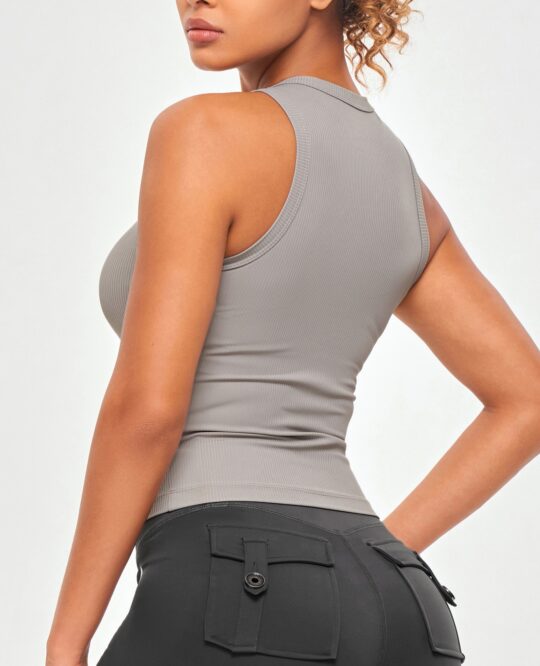 FIRM ABS Ribbed Workout Tank - Gray - view 2