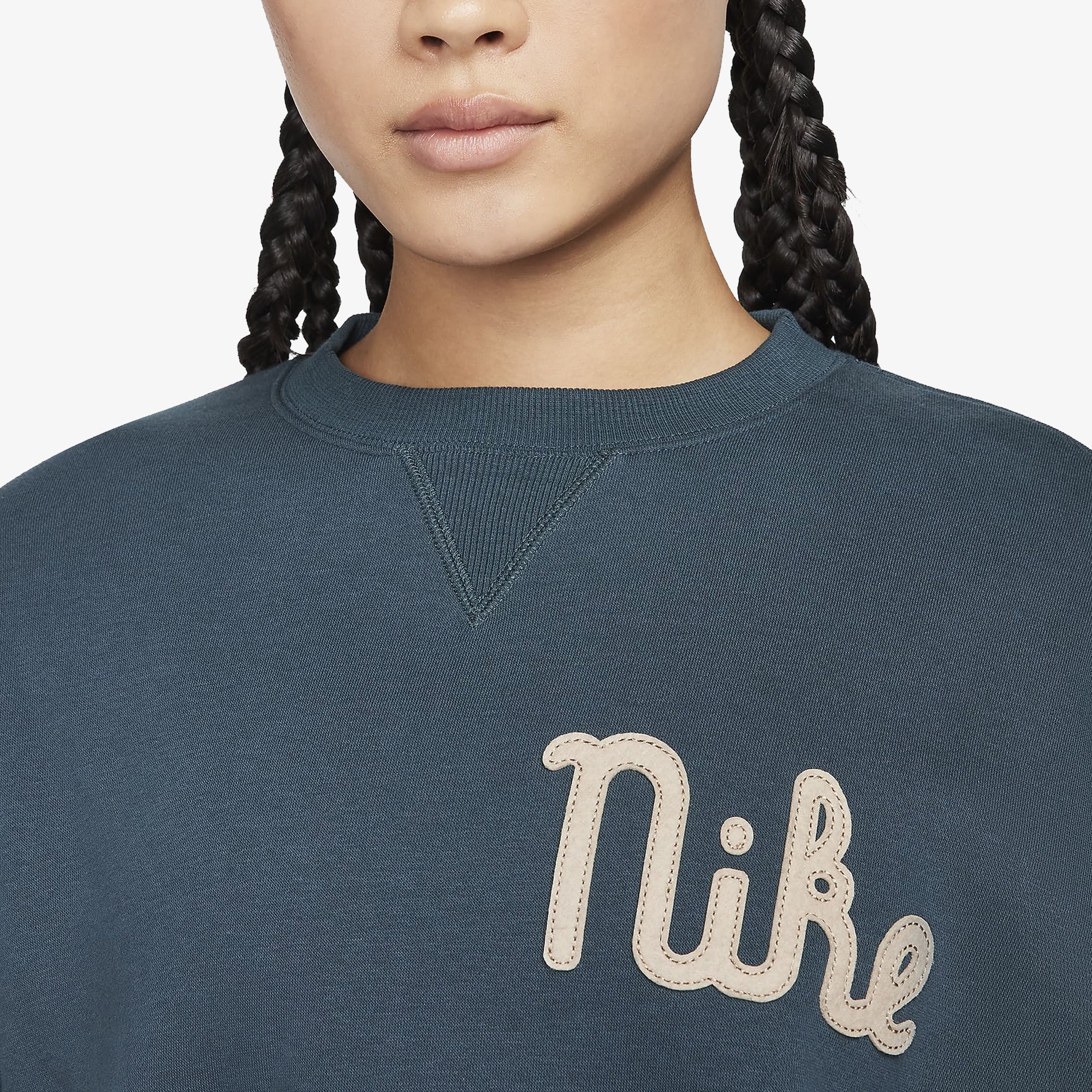 Nike | CREW-NECK FLEECE SWEATSHIRT { DEEP JUNGLE/KHAKI/CAMPFIRE ORANGE - view 2