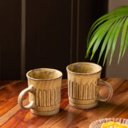 Tea coffee mugs – EXCLUSIVELANE 'Sea Shore Sips' Handcrafted Ceramic Tea & Coffee Mugs (Set of 2, 340 ML, Microwave Safe)