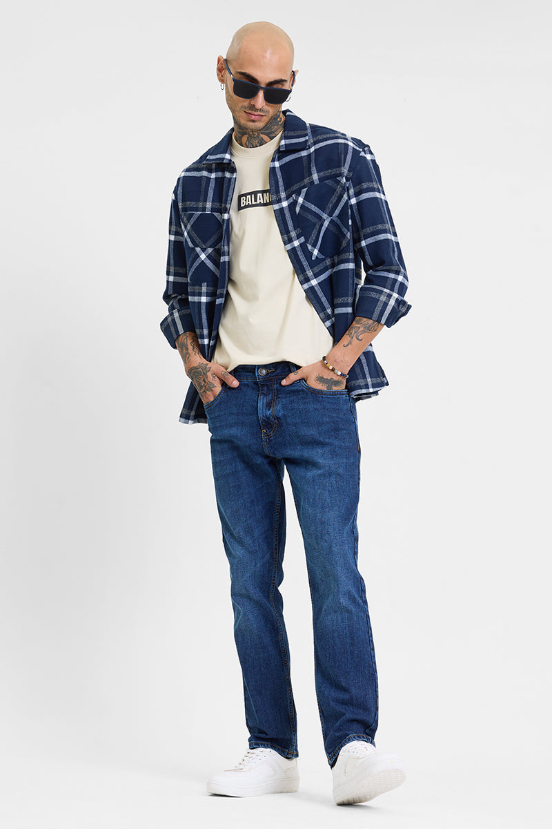 SNITCH Dark Blue Regular Fit Jeans - view 5