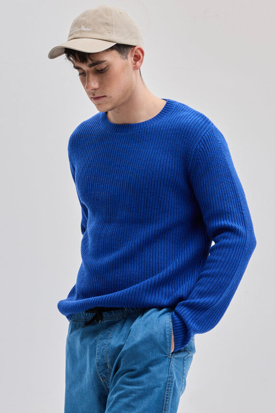 SNITCH Dark Blue Fisherman Knit Sweater