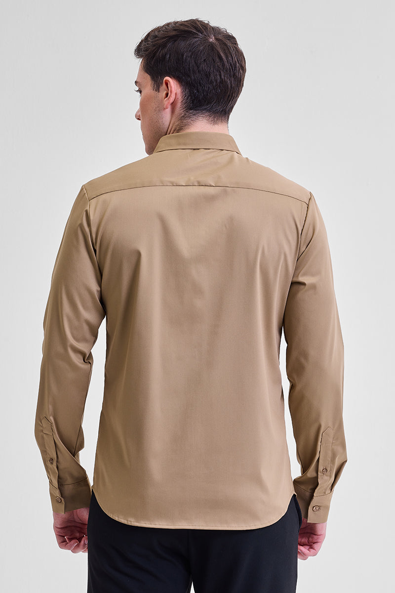 SNITCH Light Brown Solid Concealed Placket Shirt - view 8