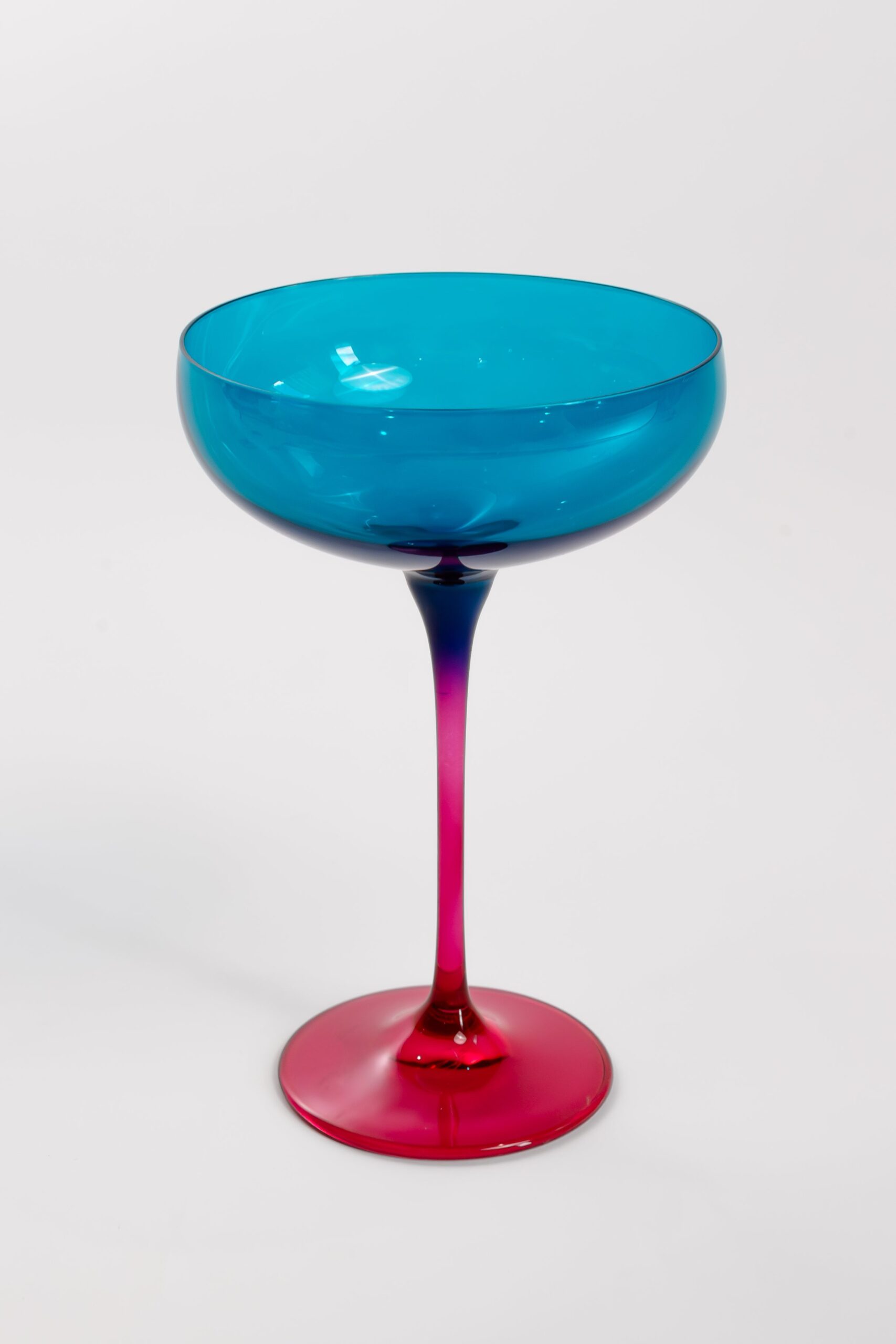 Estelle Colored Glass Estelle Colored Champagne Coupe - Set of 2 {Colorblock: Teal + Fuchsia} - view 4