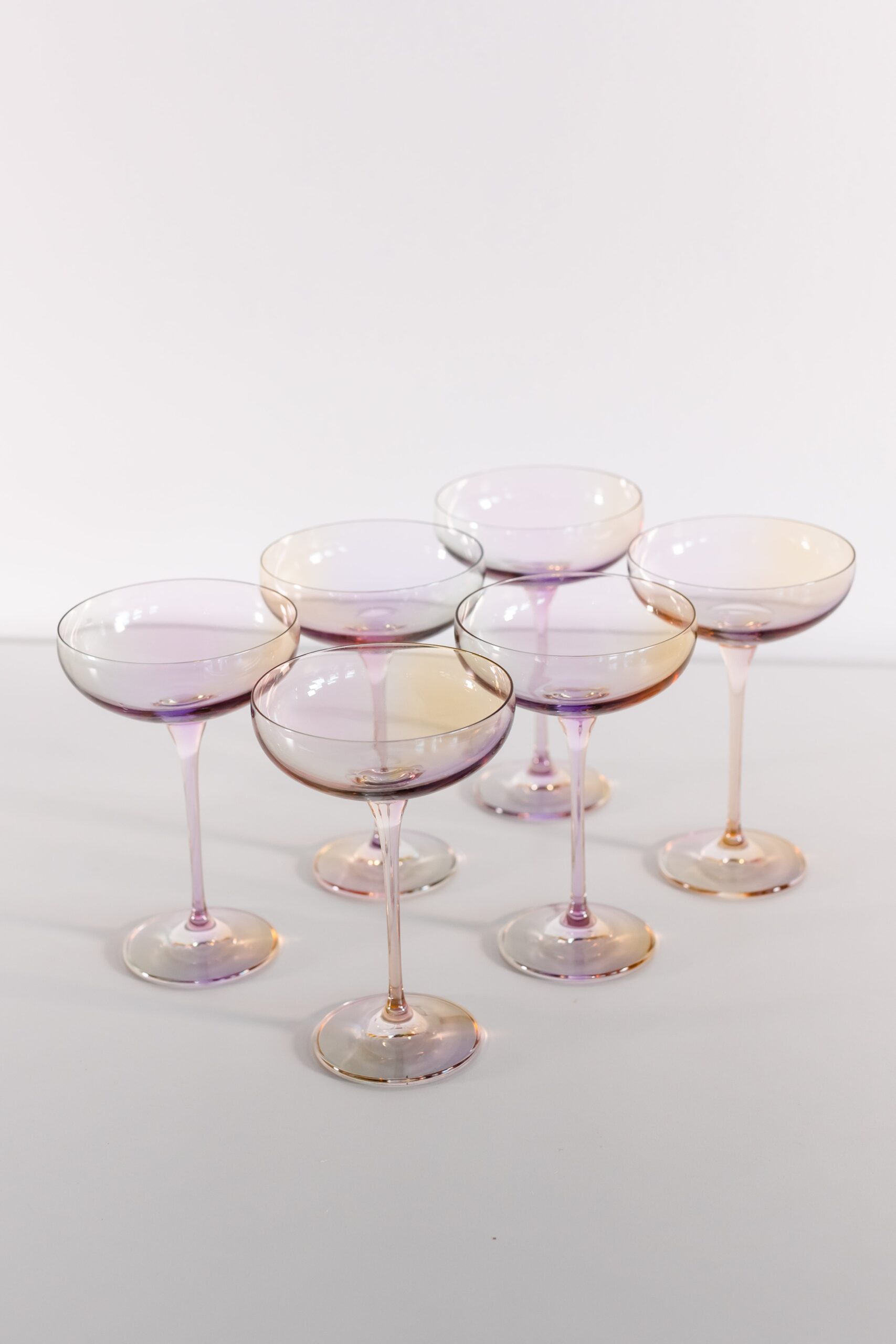 Estelle Colored Glass Estelle Colored Champagne Coupe Stemware - Set of 6 {Iridescent}