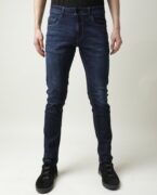 Rare Rabbit Men's Austin Navy Mid-Rise Dark Wash Slim Fit Jeans