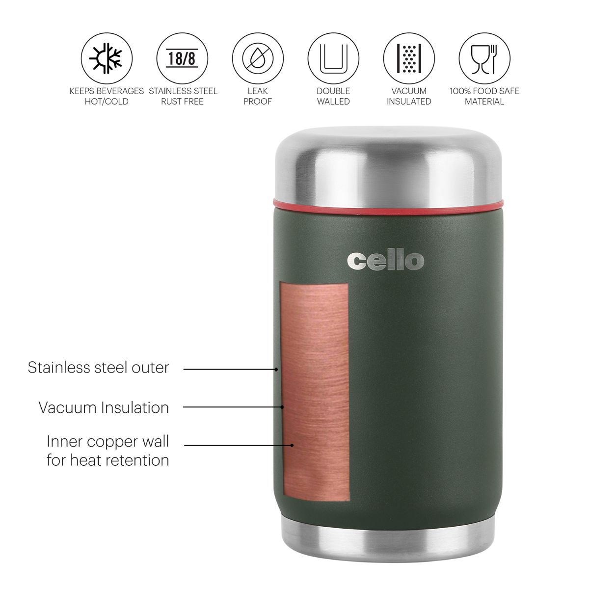 Cello Duro Supee Flask, Insulated Soup Jar - view 12