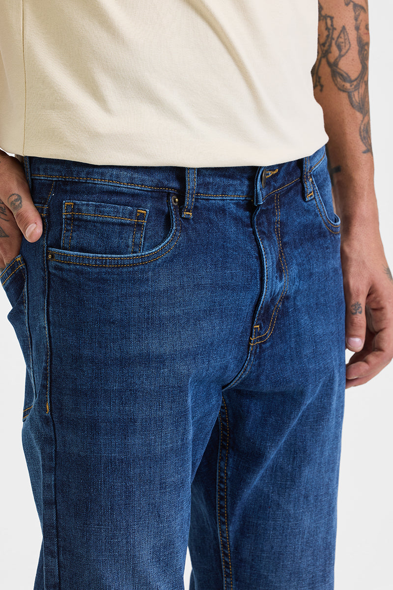 SNITCH Dark Blue Regular Fit Jeans - view 7
